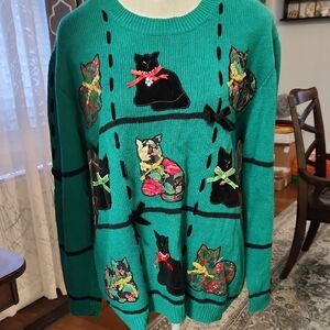 Susan Bristol Emerald Christmas Holiday Knit Sweater